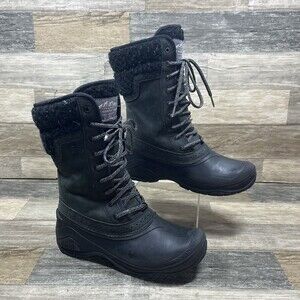 The North Face Shellista II Tall Winter Boots Lace Up Women’s Size 7 Gray Black